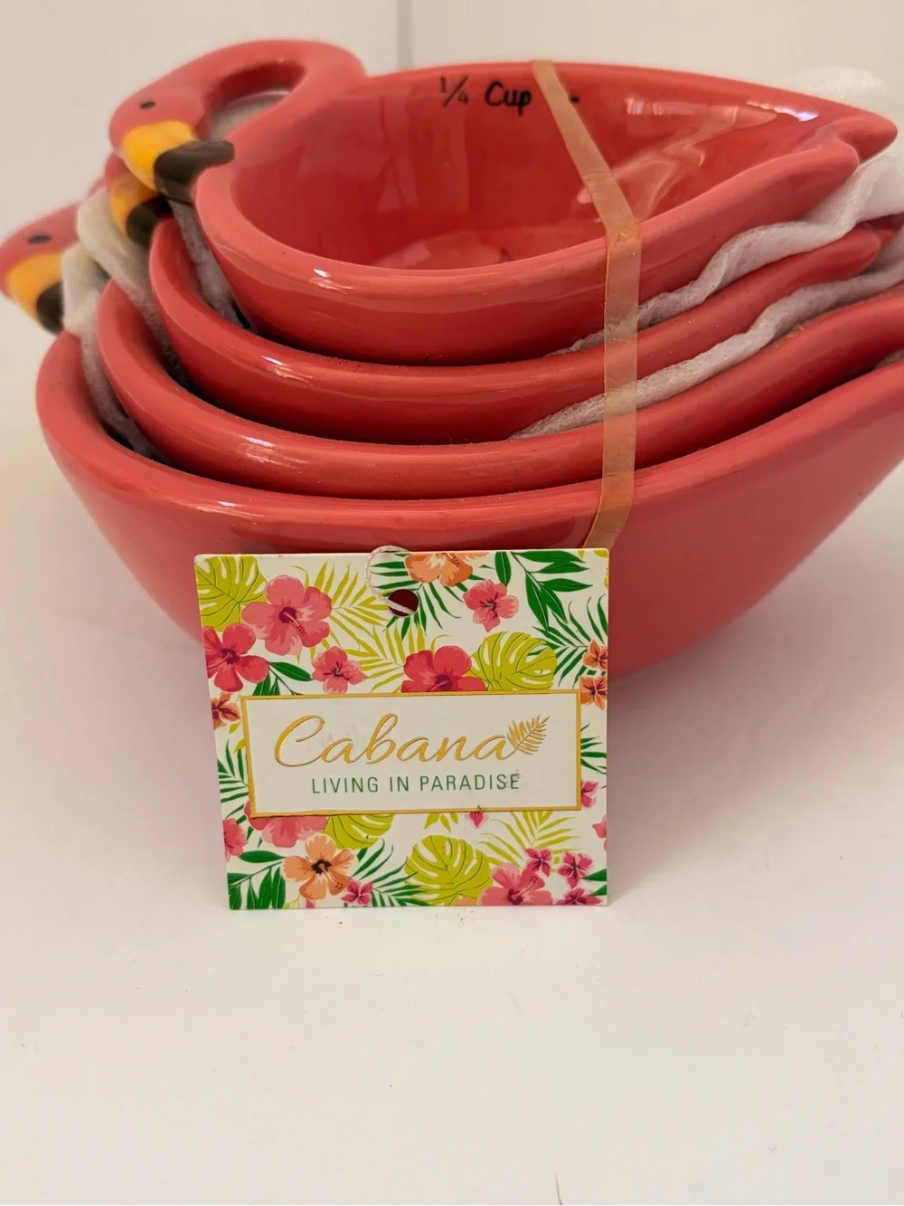 Pink Flamingo Ceramic Measuring Cups - Set of 4